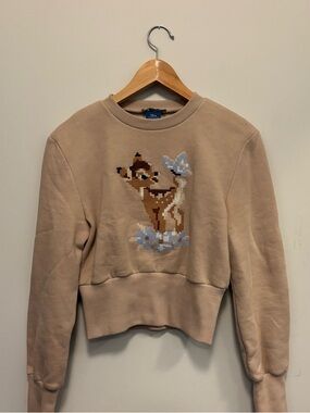 Zara Disney Classics Bambi Beige Crewneck Sweatshirt